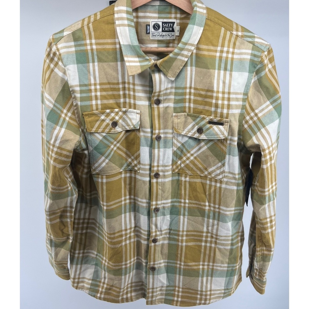 Salty Crew Mens Flannel Shirt Plaid Long Sleeve Button Up Small NWT $54.99 0616